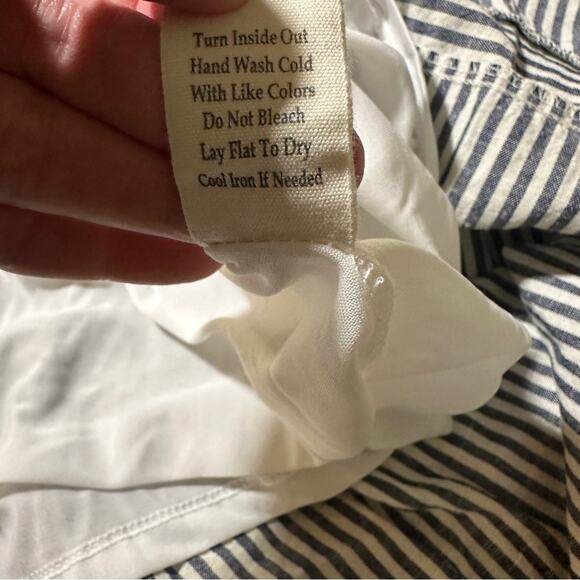 Flower & Feather Size L Midi Dress Navy Striped Tiered Preppy Beach Resort Chic - Picture 11 of 16